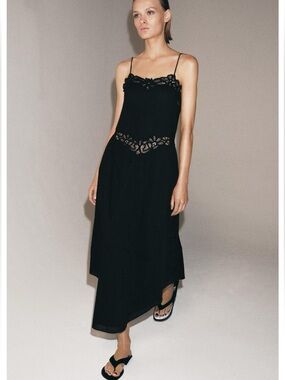 Zara ZW Collection Lace Midi Dress in black